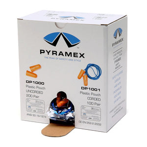Pyramex DP1001 Orange Disposable Corded Earplugs, Box of 100 Pairs
