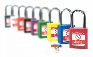 Nylon Safety Padlock, 1-1/2" Steel Shackle, Keyed Different, 1 Each