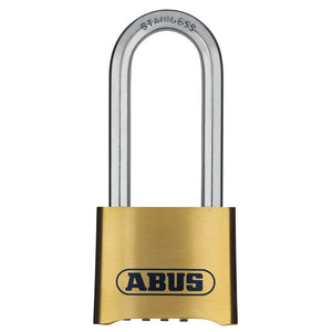 ABUS 180IB/50HB63 Brass Combination Padlock with Stainless Steel Shackle and 4-Digit Resettable Code