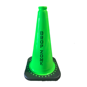 18 Inch Traffic Cone, Lime with "Drop Zone" Logo