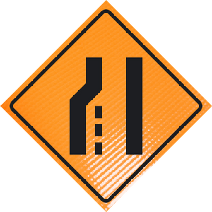 "MERGE RIGHT" (Symbol) Non-Reflective, Vinyl Roll-Up Sign, 48 x 48
