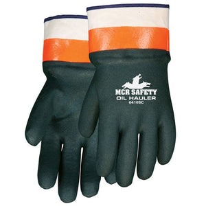 Memphis 6410SC Oil Hauler, Double Dipped Green PVC over Orange, Safety Cuff, Jersey Lined Work Gloves