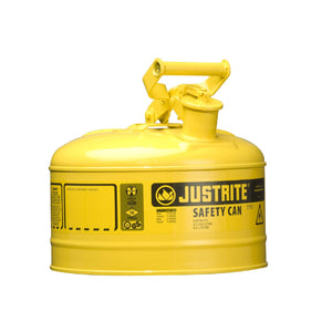 Justrite 7125200 Type I Steel Safety Can for Diesel, 2.5 Gallon, Yellow
