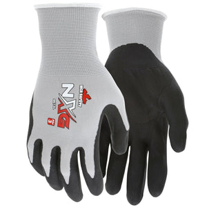 MCR Safety NXG Work Gloves, 13 Gauge Gray Nylon, Black Nitrile Foam Coated Palm, 9673