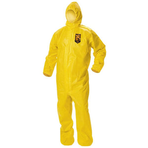 Kleenguard A70 Liquid and Particle Protection Disposable Yellow Coveralls, Zipper Front with Elastic Wrist, Ankles and Hood (12 Per Case)