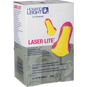 Howard Leight Laser Lite LL-1-D Uncorded Foam Earplugs NRR (Noise Reduction Rating) 32 Decibels - 500 Pair, Bulk Refill Dispensing Box