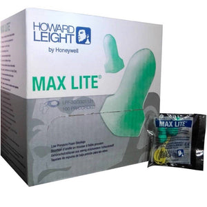 Howard Leight Max Lite LPF-30 Corded Foam Earplugs NRR (Noise Reduction Rating) 30 Decibels / 100 Pair/Box
