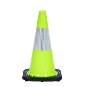 18 Inch Traffic Cone with Reflective Collar, Lime