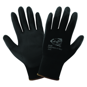 PUG-17 Lightweight Seamless General Purpose Polyurethane Coated Work Gloves, Black
