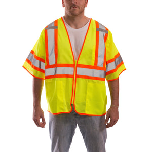 Tingley Job Sight Class 3 Two-Tone Mesh Vest V70332 (Fluorescent Yellow-Green) Double-Sized